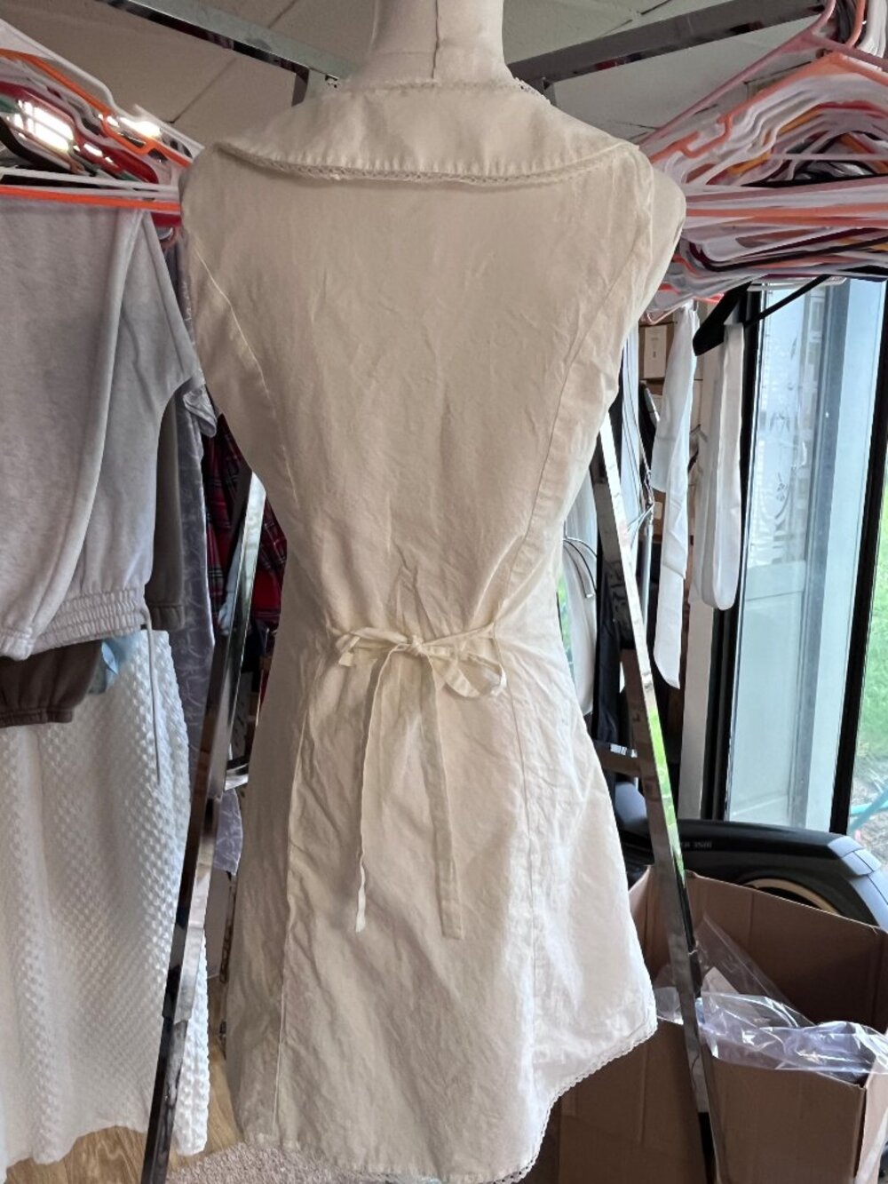 WAYF Poppy Cotton Mini Dress Peter Pan Collar White Size S - Picture 4 of 13
